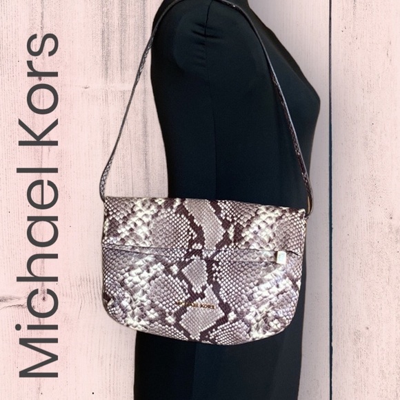 🐍 Michael Kors Snakeskin Leather Convertable Clutch Shoulder Bag NWOT - Picture 1 of 16